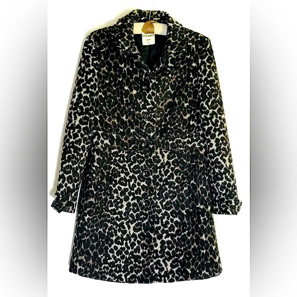 Y2K Old Navy Leopard Print Wool-Blend Coat